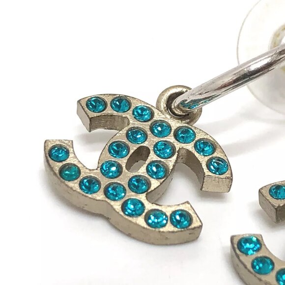 CHANEL 06P CC Mark Rhinestone Pierce Metal Silver - Picture 7 of 12